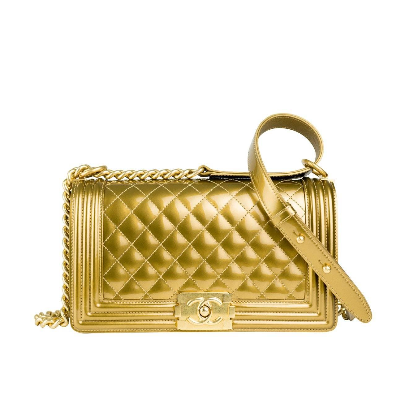 Soldout Chanel Gold Metallic Old Medium Boy Bag Limited Edition