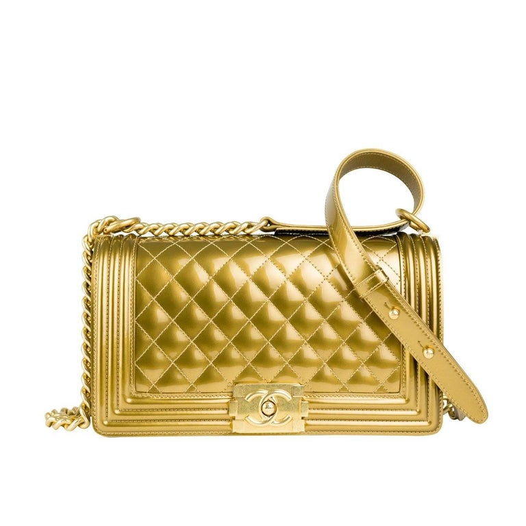 Chanel Gold Metallic Old Medium Boy Bag For Sale at 1stdibs