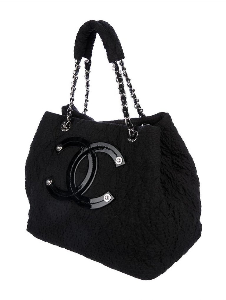 Chanel Coco Cabas Overnight Tote Black Microfiber Nylon Weekend Bag Chanel Coco Cabas Overnight Tote Black Microfiber Nylon Weekend Bag