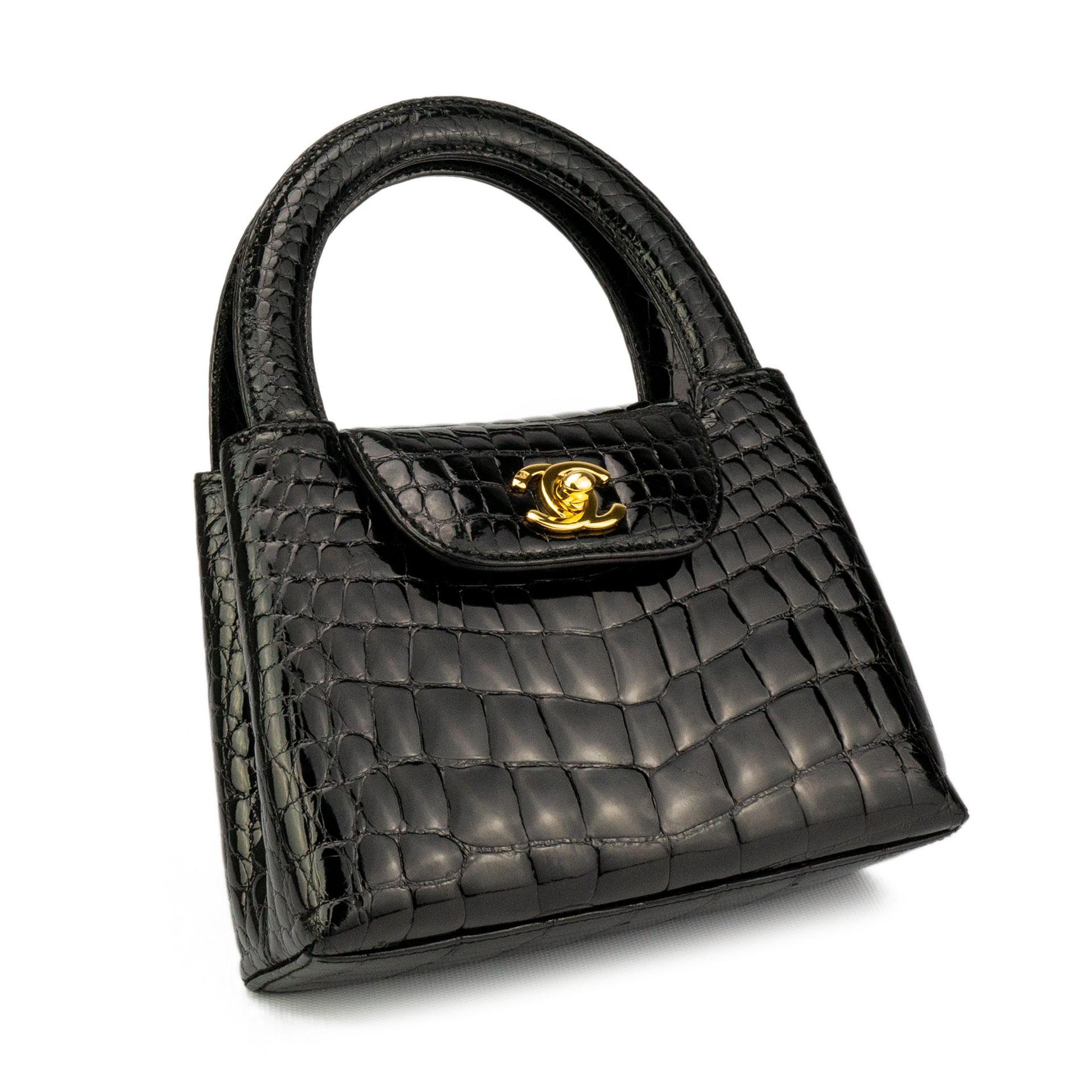 Chanel Black Crocodile Vintage Mini Teeny Tiny Kelly Clutch Alligator Tote  Bag For Sale at 1stDibs | chanel kelly bag, chanel mini kelly bag, chanel  kelly