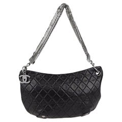 Used Chanel 2008 Rare Metallic Mesh Quilted Soft Quilted Lambskin Small Hobo Bag 