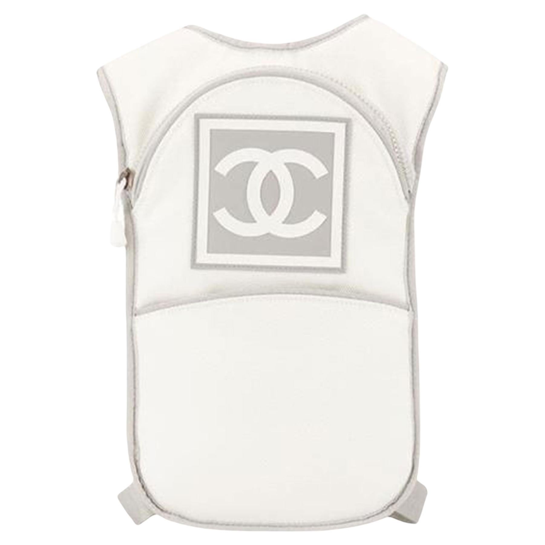 Chanel 2003 Vintage Sport Rare White and Grey Nylon Backpack For Sale