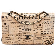 Chanel 2016 Classic Flap Graffiti Limited Edition Runway Newspaper Shoulder Bag