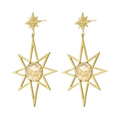 Zoe and Morgan Gold Lemon Quartz Sunburst Earrings