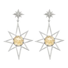 Zoe and Morgan Silver Lemon Quartz Sunburst Earrings 