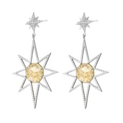 Zoe and Morgan Silver Lemon Quartz Sunburst Earrings
