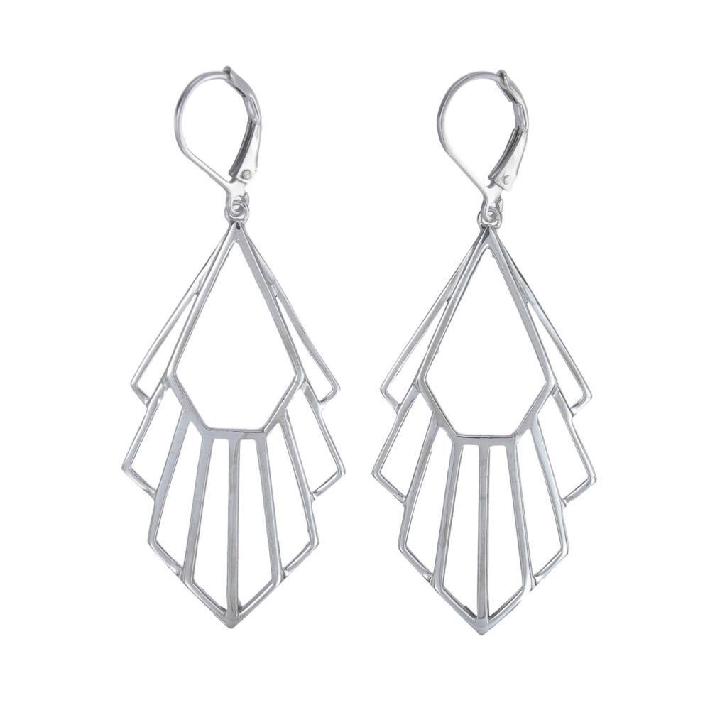 A classic art deco piece from our geometric collection. Flossie earrings are full of modern elegance and effortless style.

Handmade from 925 Sterling Silver.

Leverback style earrings. 
Flossie Earrings length 6cm, width 2.5cm.