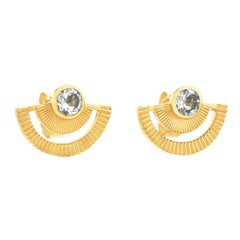 Zoe and Morgan Gold White Zircon Golden Hour Stud Earrings
