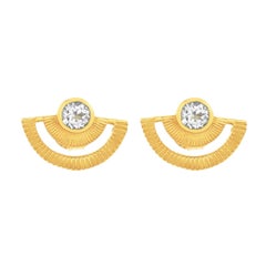 Zoe and Morgan Gold White Zircon Golden Hour Stud Earrings 