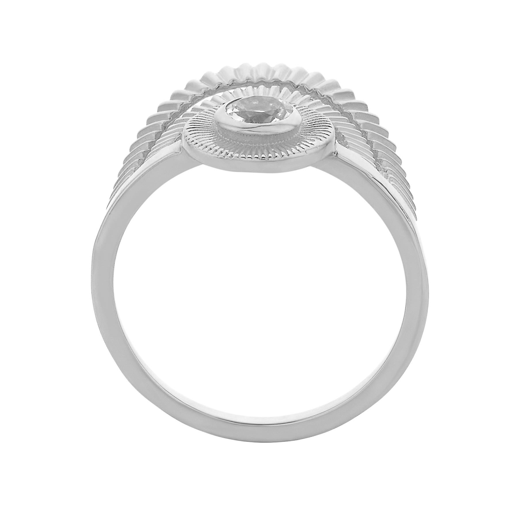 Contemporary Zoe and Morgan Silver White Zircon Golden Hour Ring For Sale
