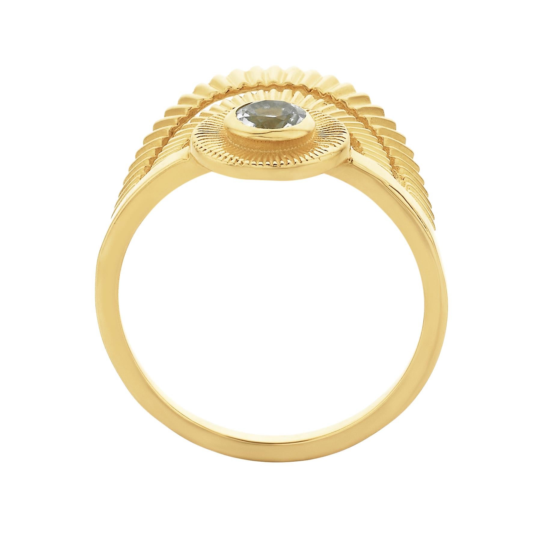 Contemporary Zoe and Morgan Gold White Zircon Golden Hour Ring For Sale