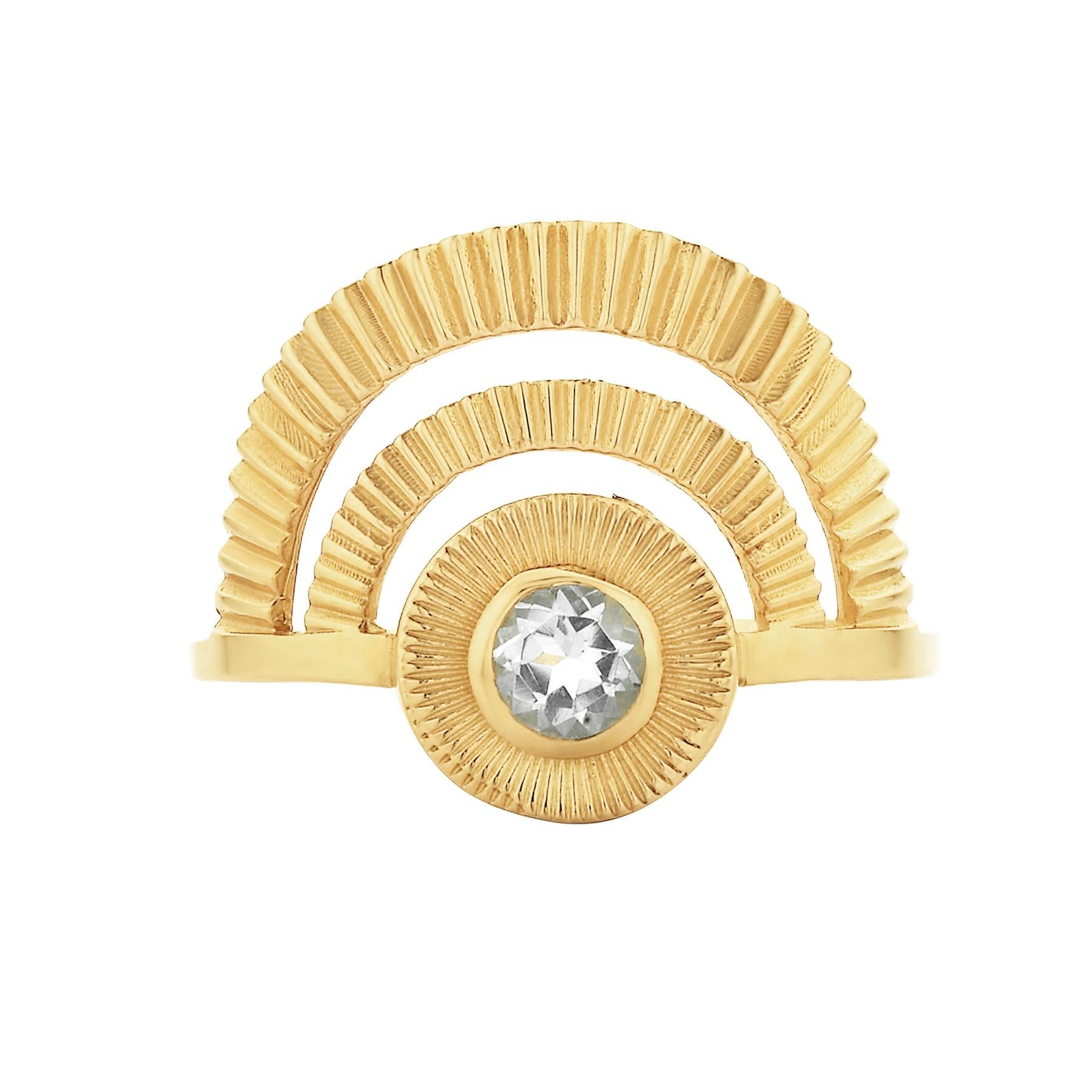 Zoe and Morgan Gold White Zircon Golden Hour Ring For Sale