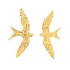 Zoe and Morgan Gold Swallow Lovers Stud Earrings