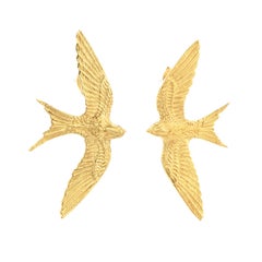 Zoe and Morgan Gold Swallow Lovers Stud Earrings 