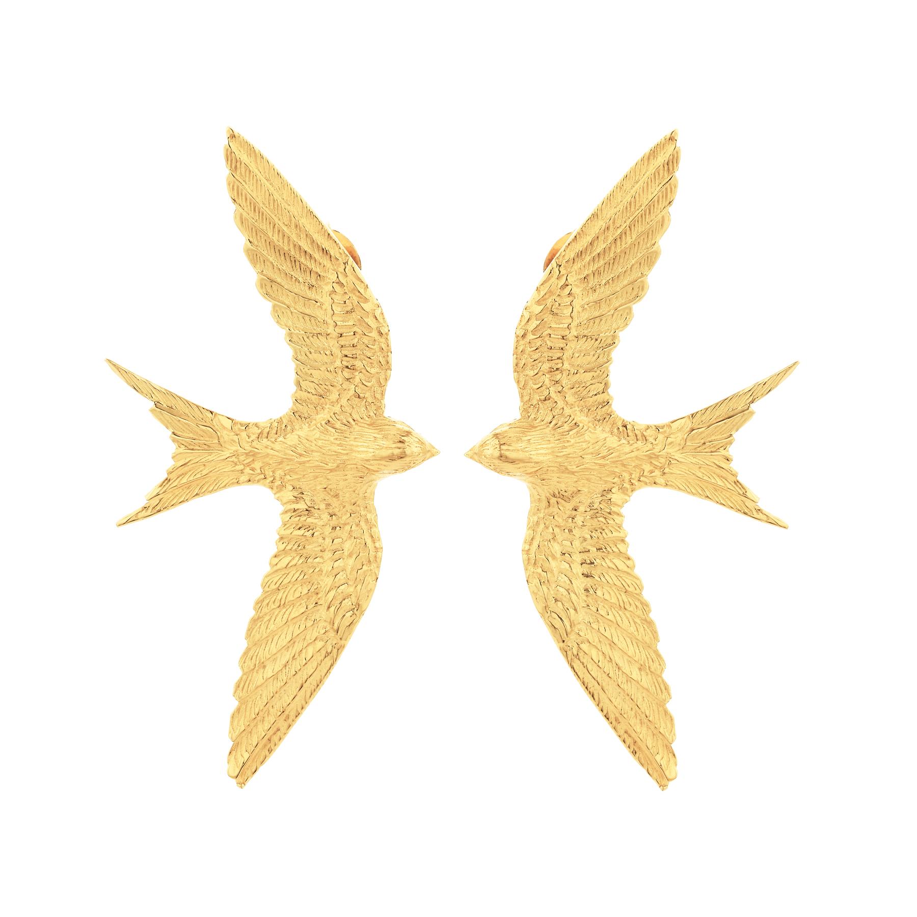 The swallow birds, once paired, remain together for life. They are a symbol of both freedom and loyalty. Even after distant travels, they reunite and stay close to one another. Our Lover earrings are lovingly hand carved from wax models, which