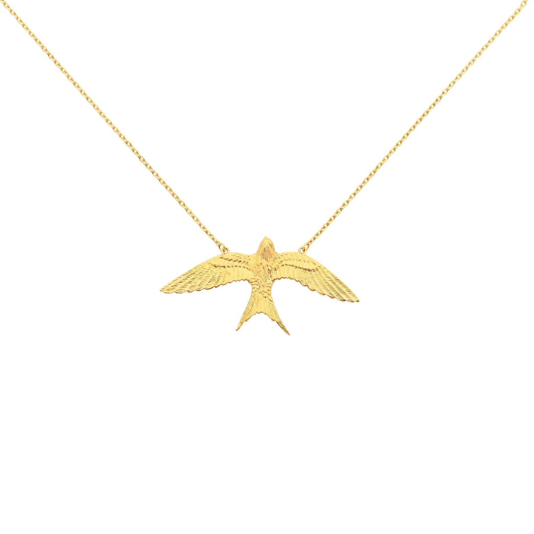 Zoe and Morgan Gold Swallow Lover Necklace For Sale