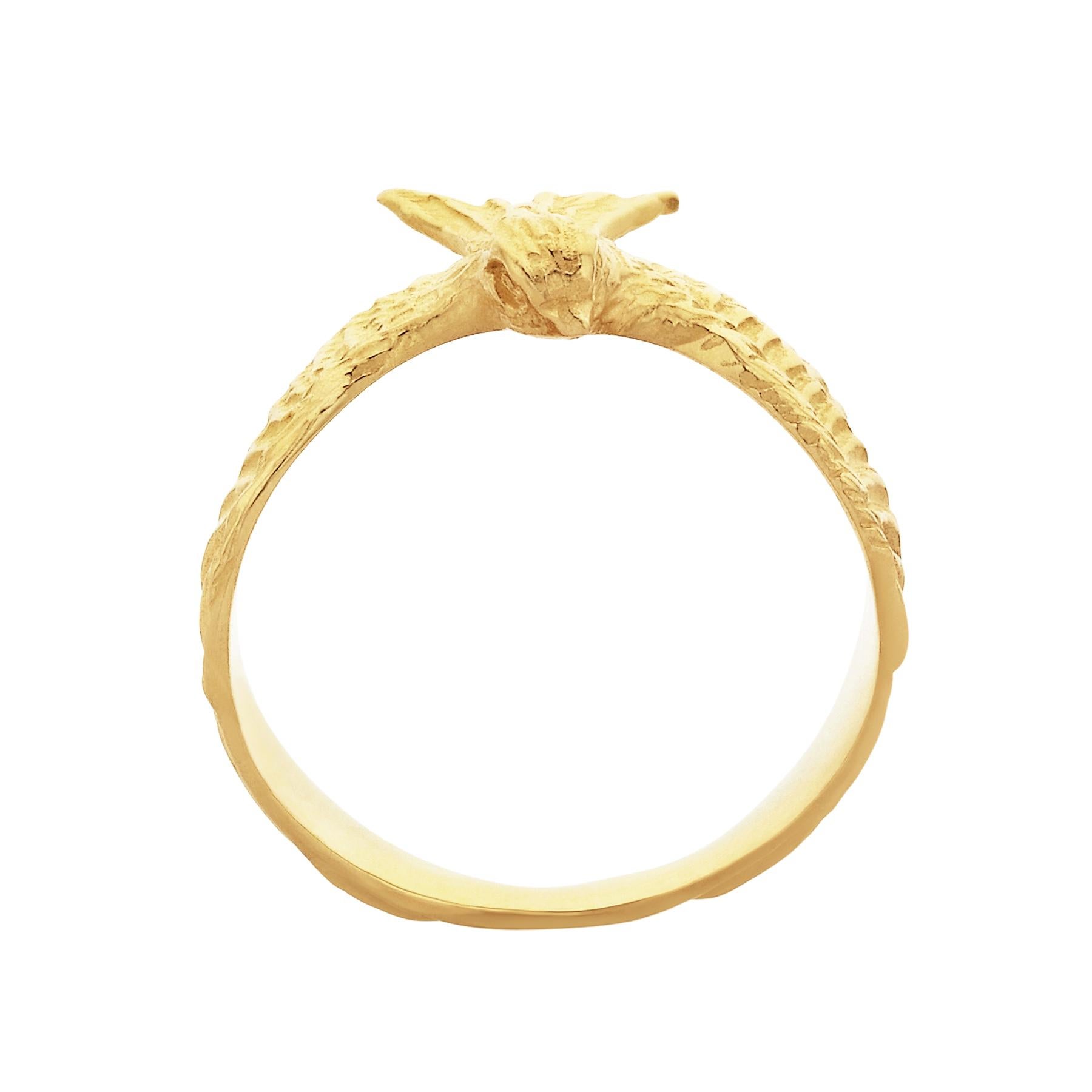 Contemporary Zoe and Morgan Gold Swallow Lover Ring For Sale