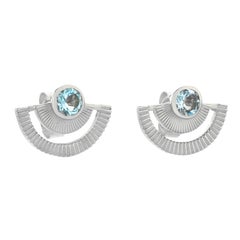 Zoe and Morgan Silver Blue Topaz Golden Hour Stud Earrings