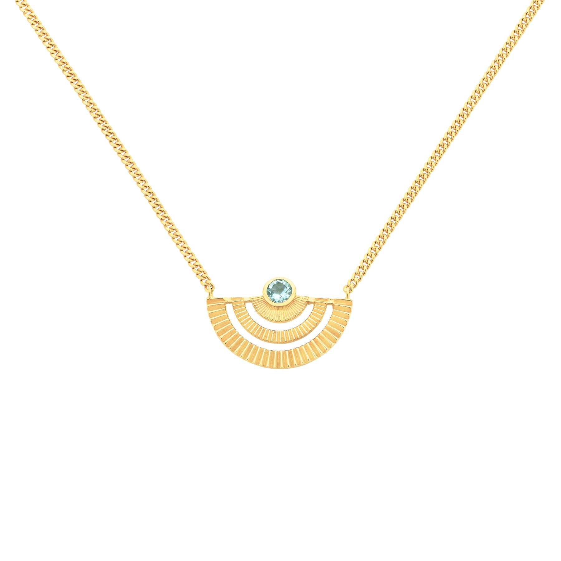 Zoe and Morgan Gold Blue Topaz Golden Hour Necklace For Sale
