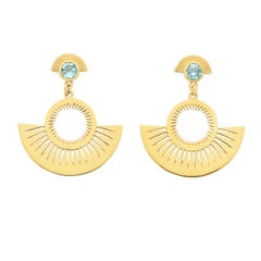 Zoe and Morgan Gold Blue Topaz Pocket Full of Sunshine Earrings