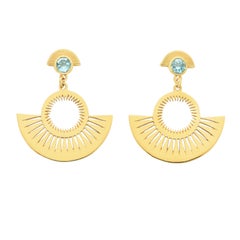 Zoe and Morgan Gold Blue Topaz Pocket Full of Sunshine Earrings 