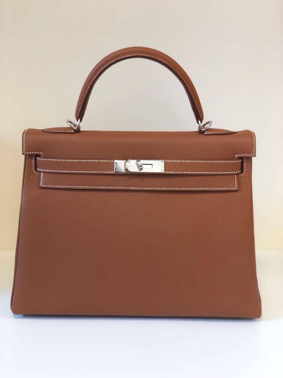Hermes Bag Kelly 32 Gold Togo PHW New In New Condition In Nicosia, CY