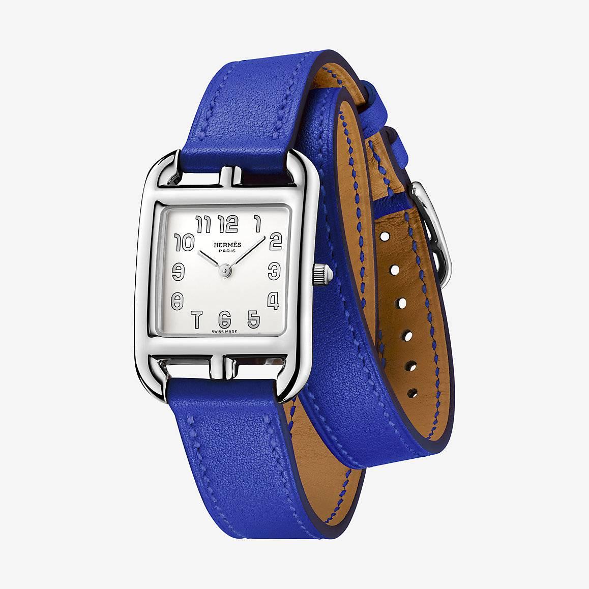 Hermes Watch Cape Cod Blue Electric Double Strap  In New Condition For Sale In Nicosia, CY