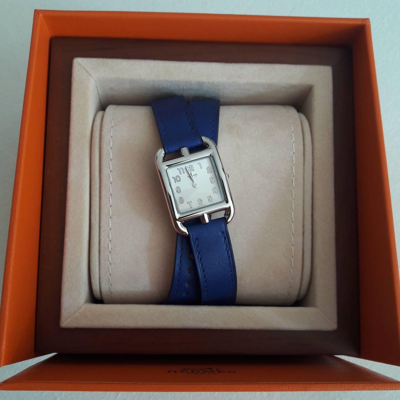 Women's or Men's Hermes Watch Cape Cod Blue Electric Double Strap  For Sale