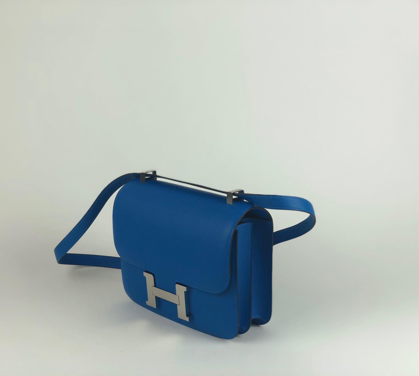Hermes Blue Hydra Evercolor Phw Constance 24 Bag  1