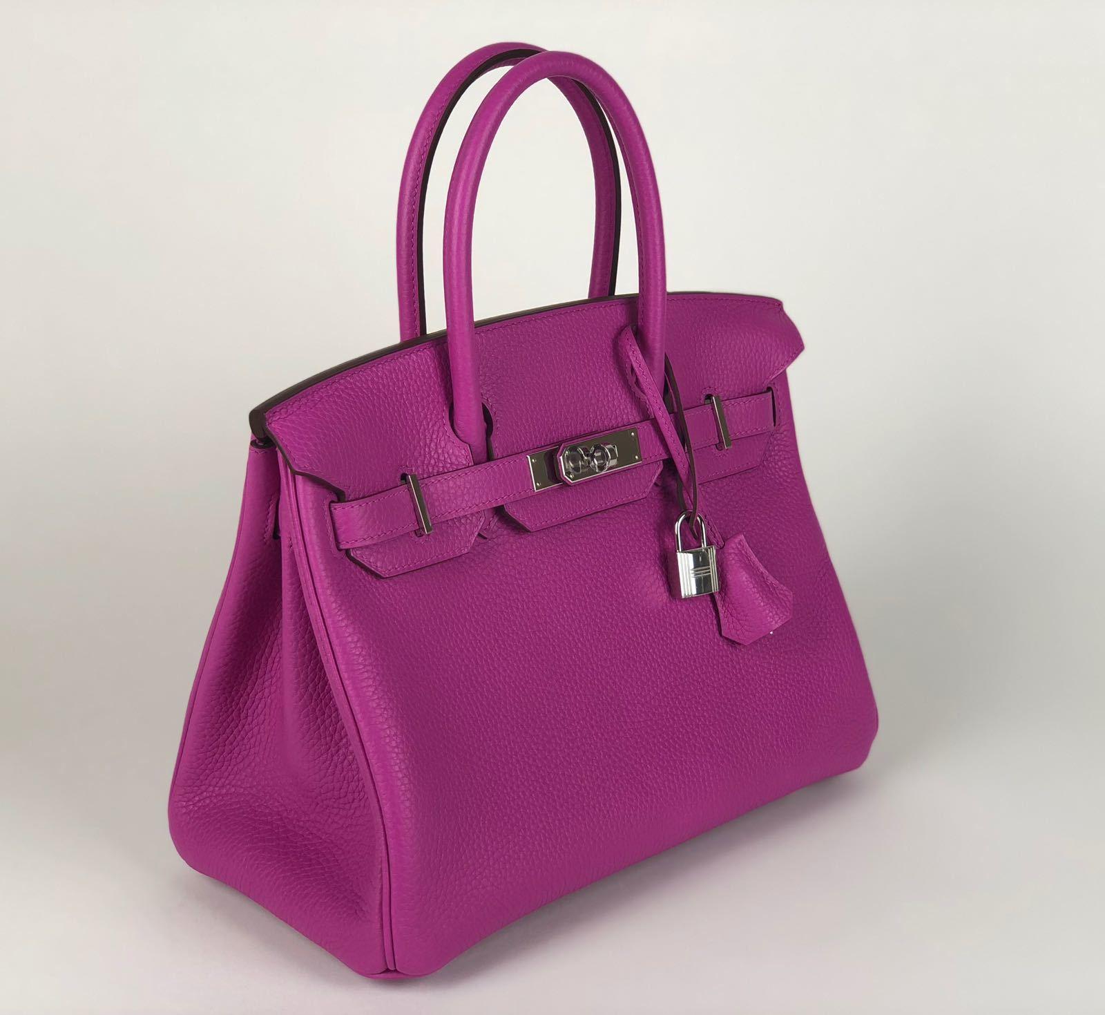Purple Hermes Magnolia Clemence Phw Birkin 30 Handbag 