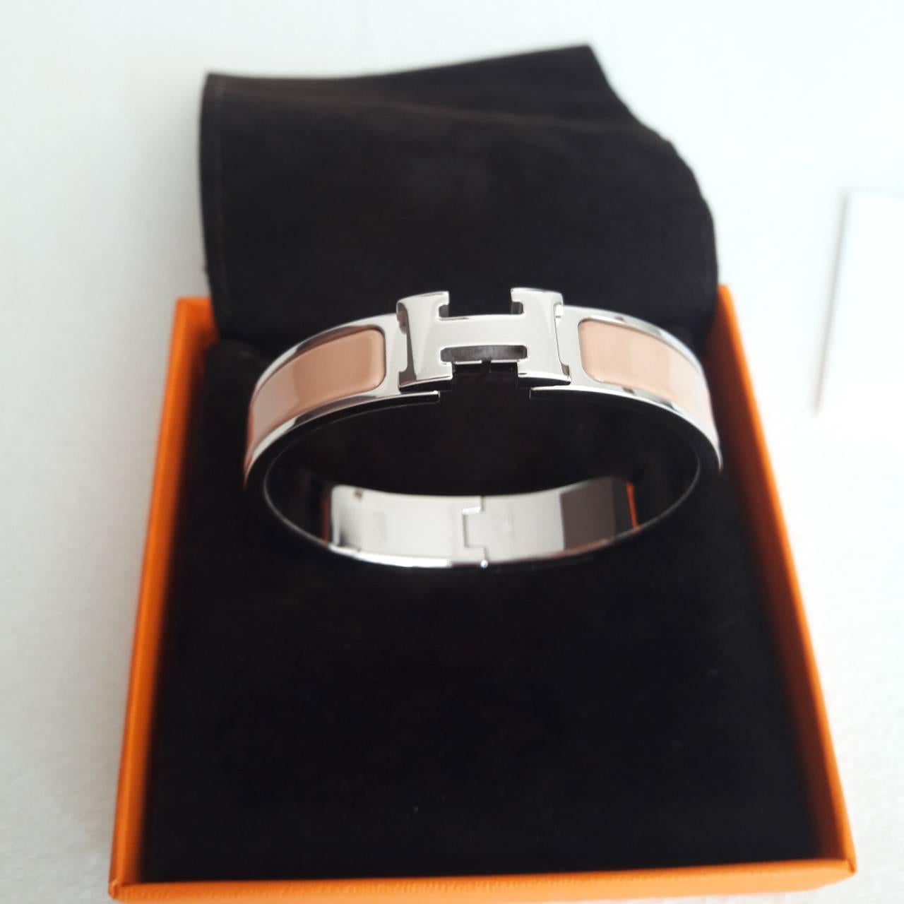 Hermes Clic H Bracelet color Make Up PM size with Palladium Details