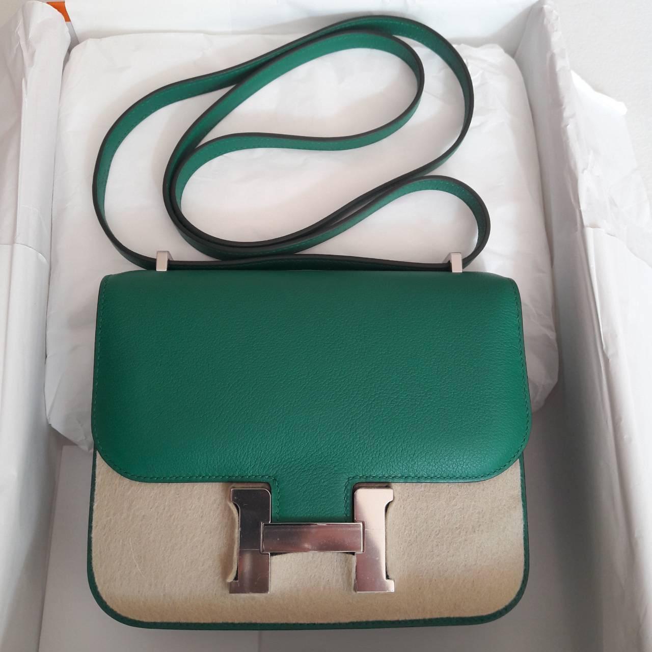 Hermes Constance Bag Vert Vertigo Mini Evercolor Palladium Hardware In New Condition In Nicosia, CY