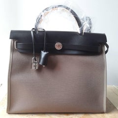 Hermes Bag Herbag 31 Toile Officier/Vache Hunter Etoupe/Noir