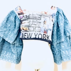 Ruffled Sleeve NYC Crop Top