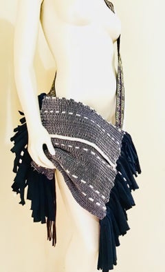Black & Ivory Fringed Crossbody Bag