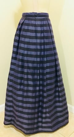 Ron Leal Navy Striped Maxi Petticoat Skirt