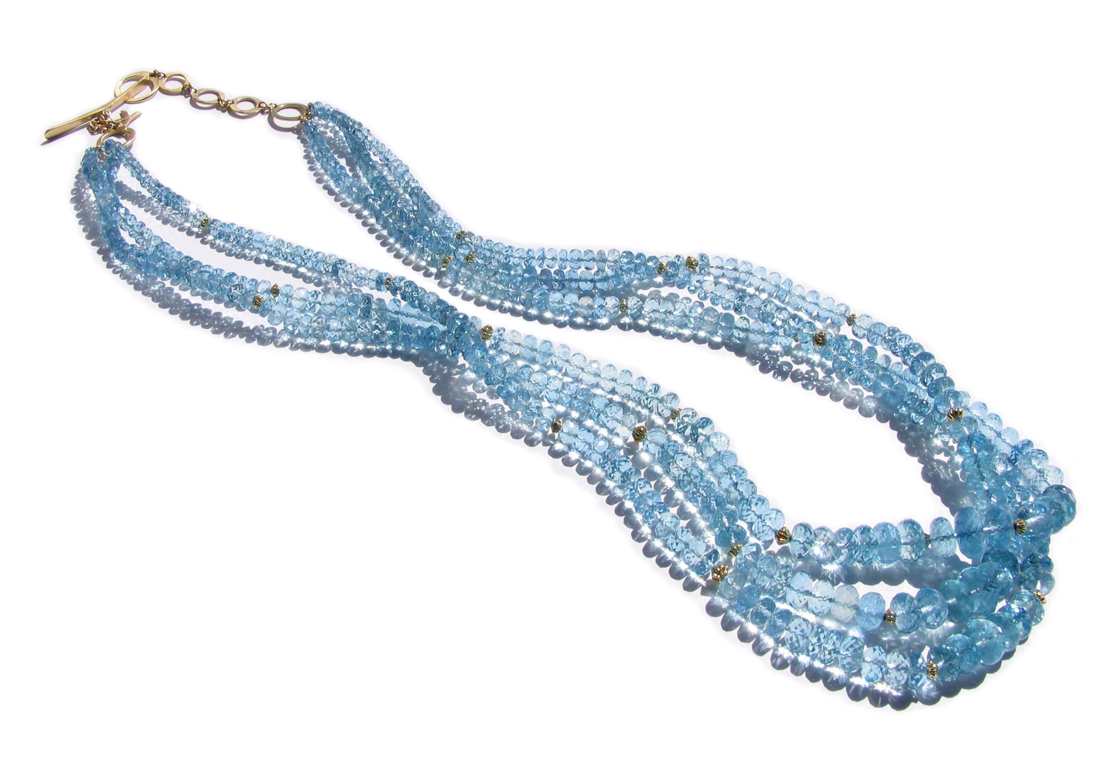 Aquamarine Bead Necklace 18K Gold By Christopher Phelan Fine Jewelry 1