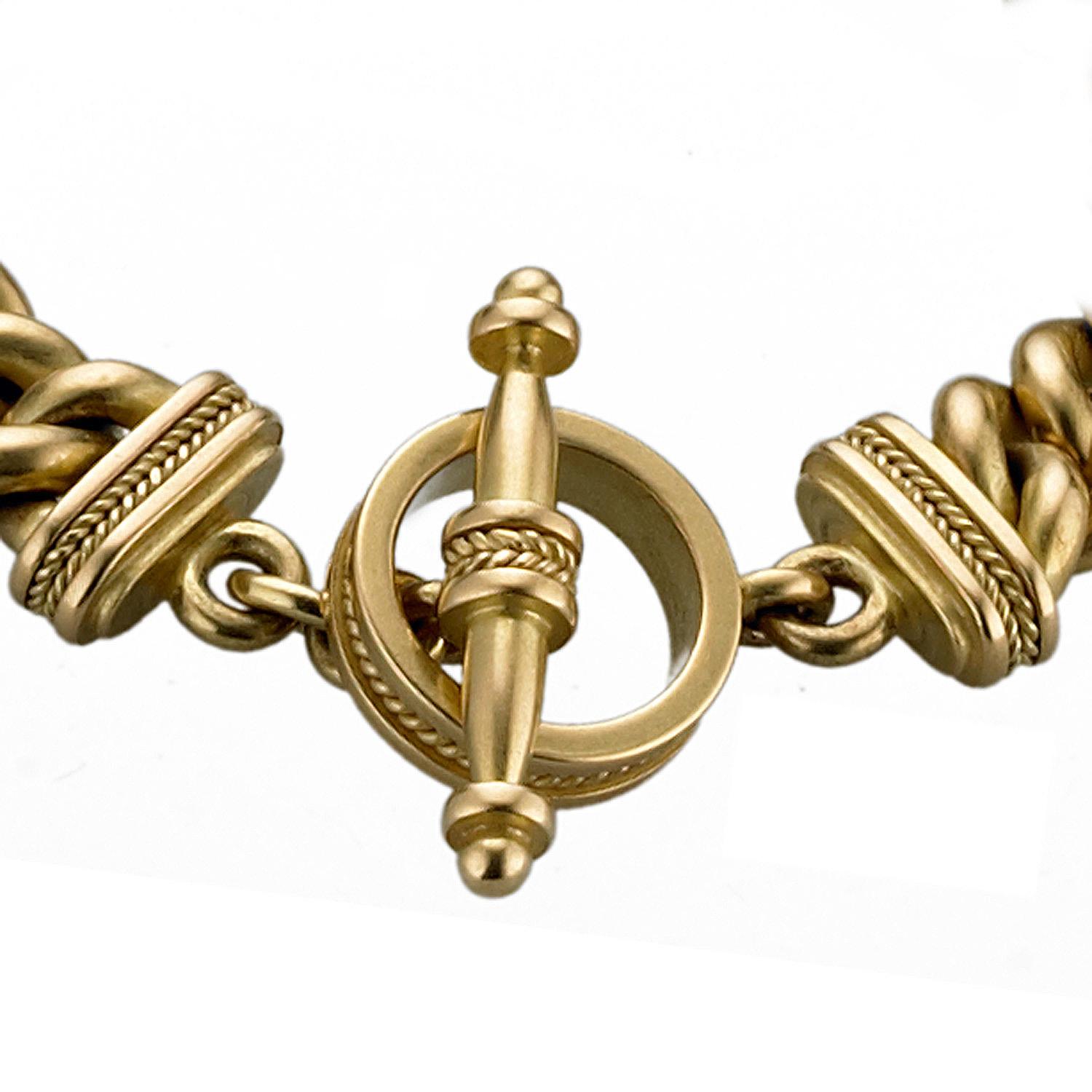 Artist  18 Karat Gold Curb Link Toggle Bracelet