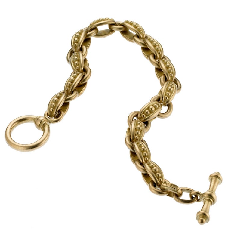18 Karat Gold Oval Bead Link Toggle Bracelet By Michele Berman For Sale at 1stdibs