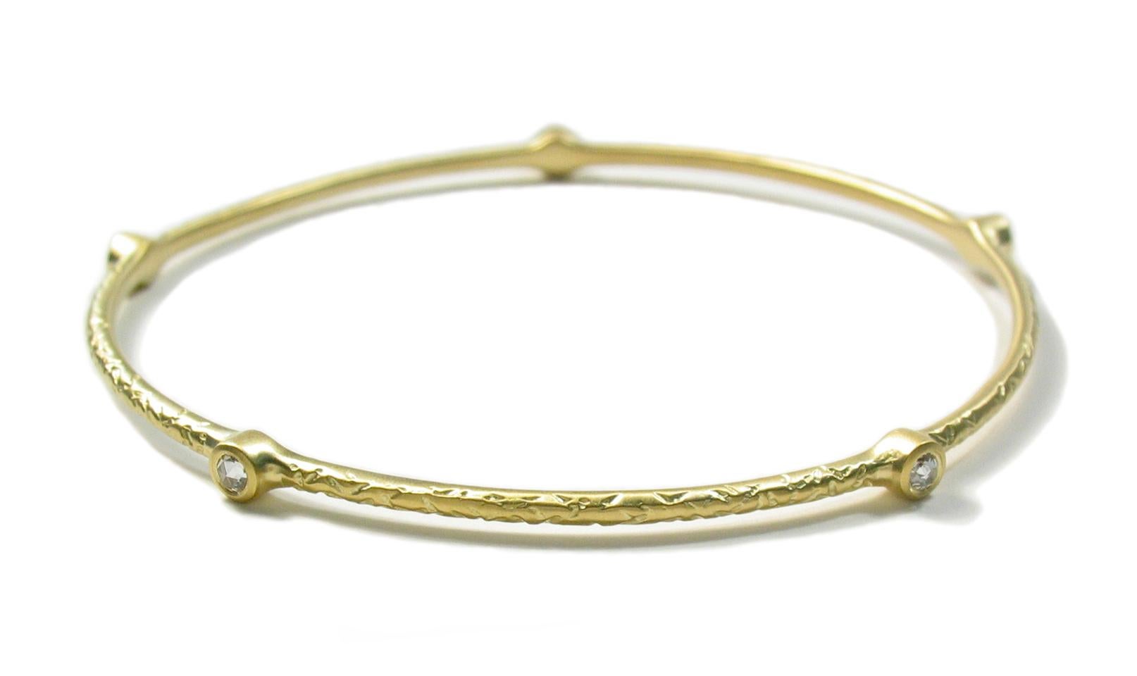 Artist 18K Gold and Diamond Bangle Bracelet by Christopher Phelan Fine Jewelry