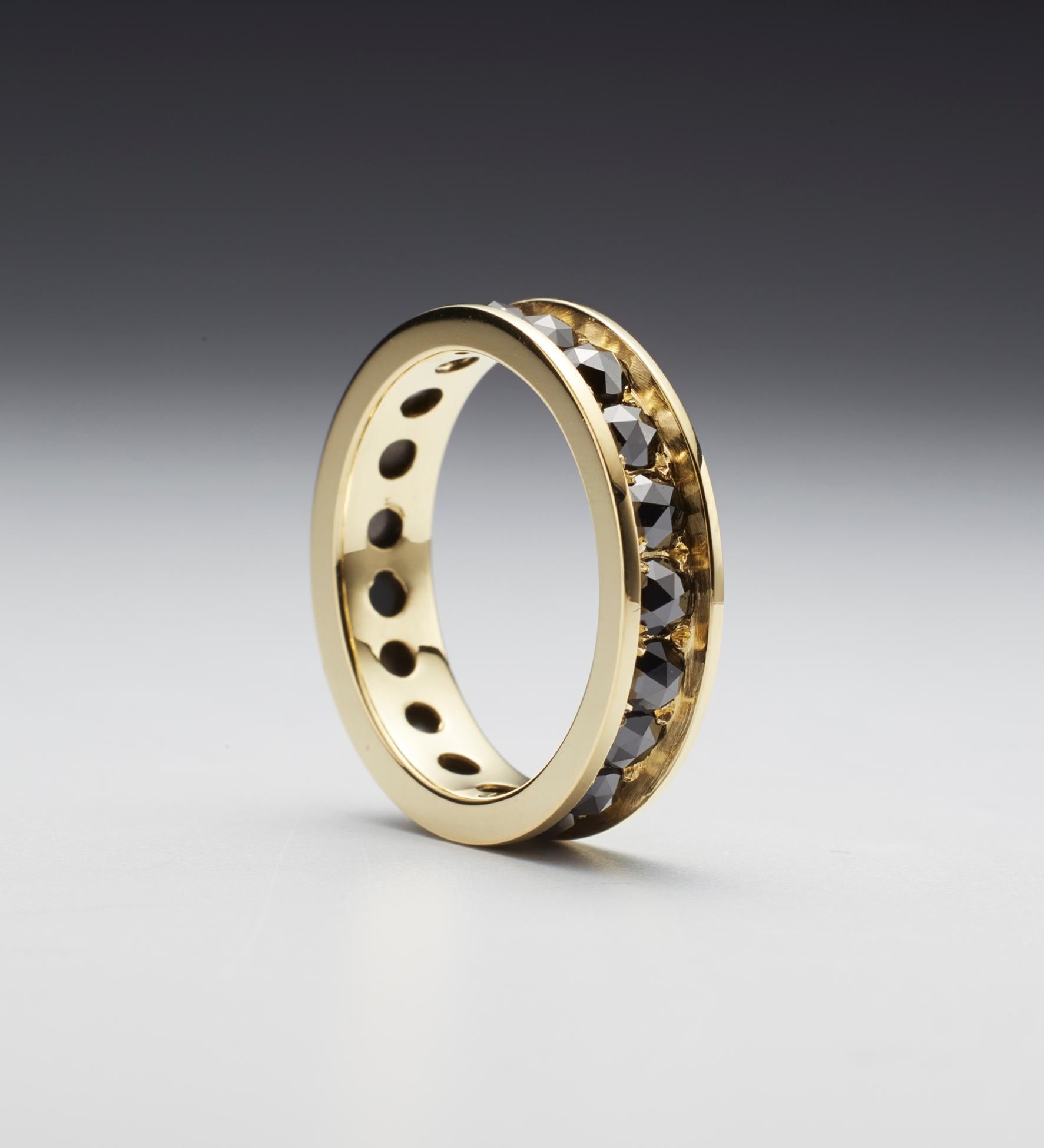 Contemporary Black Rose Cut Diamond 18K Eternity Ring By Christopher Phelan