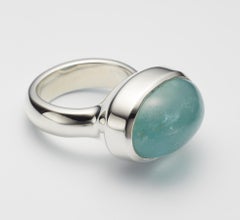Aquamarine Cabochon Sterling Silver Ring