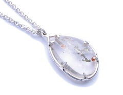 Large Pyrite Quartz Silver Pendant Necklace