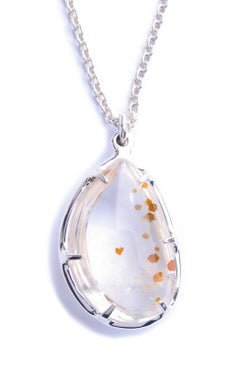 Large Pyrite Quartz Pendant W/ Sterling Silver Setting