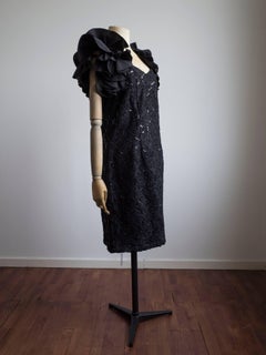 1980s Ruffle Sleeve Cocktail Dress