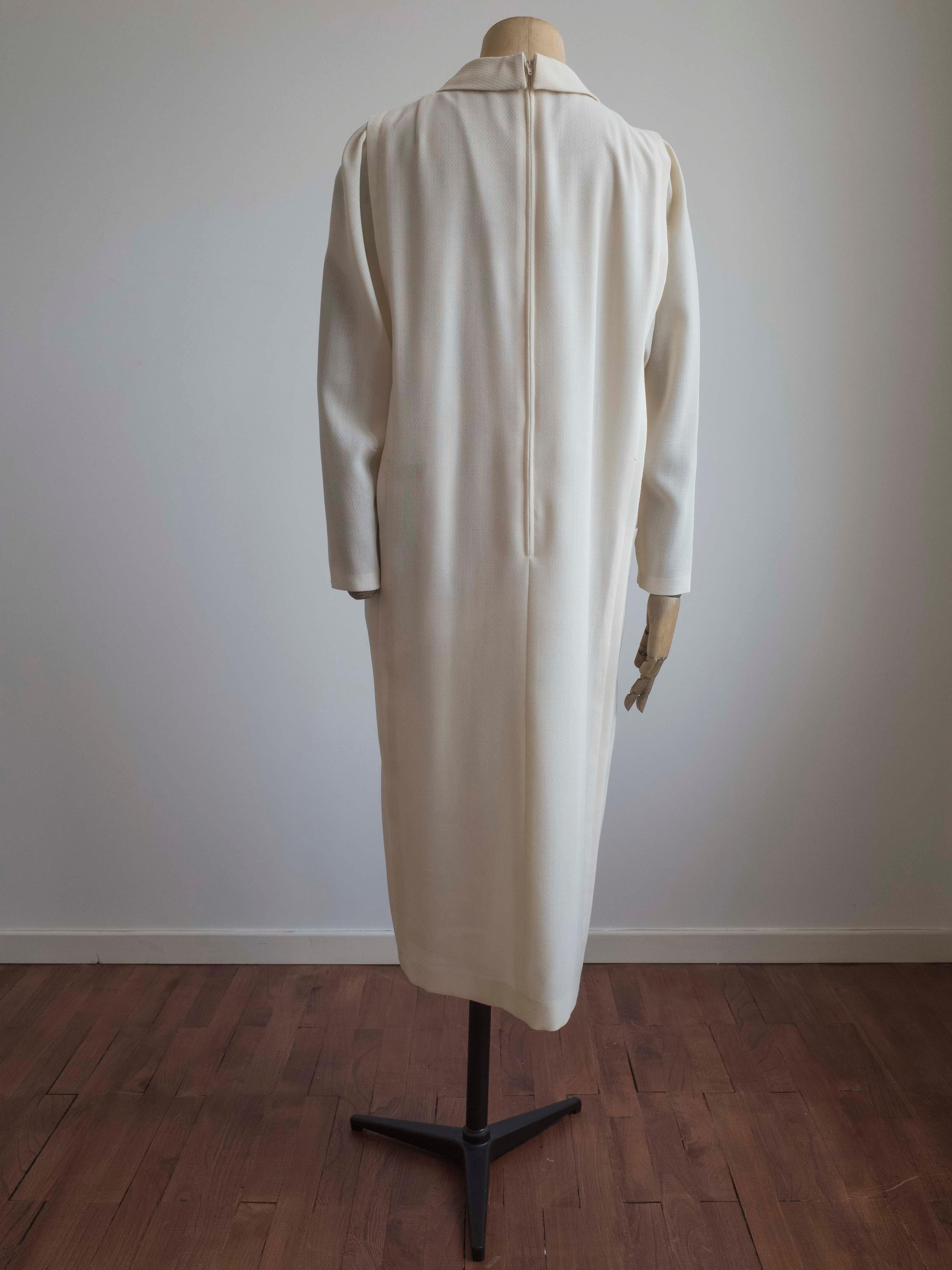 Gray 1960s Cream Wool Dress For Sale