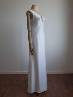 1960s White Raw Silk Formal Gown