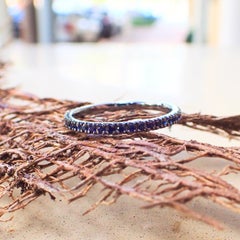 18k Gold with Black Rhodium Plating Eternity Band with 1.3mm Chatham Sapphire