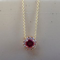 18k Yellow Gold Pendant with 0.48 carat Chatham Ruby and 0.09 carats of Diamond