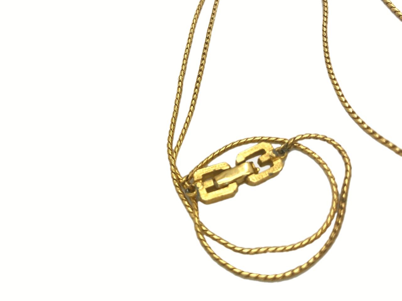 Givenchy 1970s Gold Plated G Logo Pendant Necklace   In Good Condition For Sale In London, GB